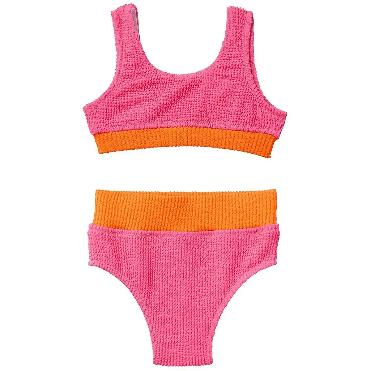 Детский комплект бикини для девочек с принтом Crinkle Color Block Two Piece Swimsuit Seaesta Surf, Neon