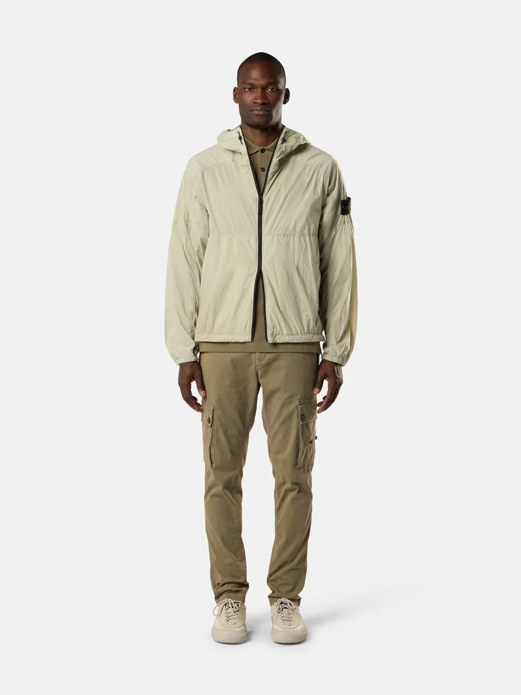 Мужская куртка с капюшоном  Stone Island With Anti-drop Finish, песочный — фото 3