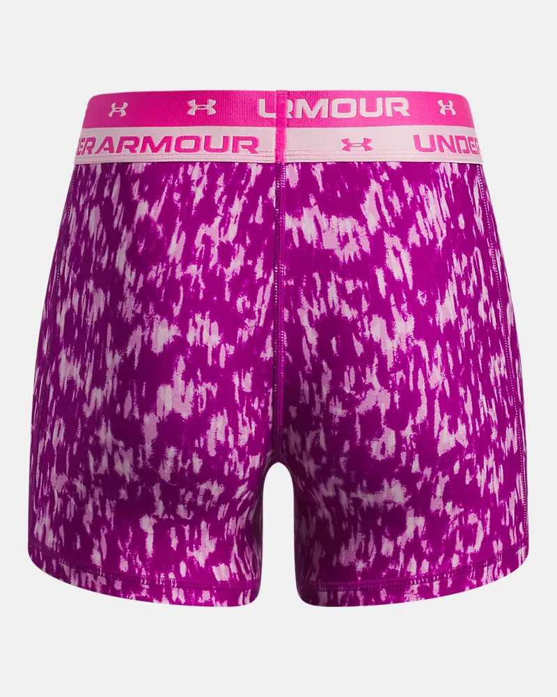 Шорты детские спортивные с внутренним швом 10 см HeatGear Middy Printed UnderArmour, Rebel Pink/Pink Foam — фото 2