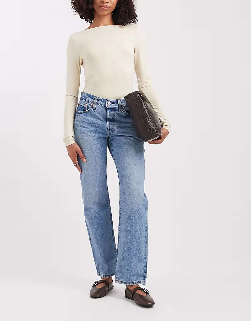 Джинсы Levi's 501 Mid Blue в стиле 90-х, прямые