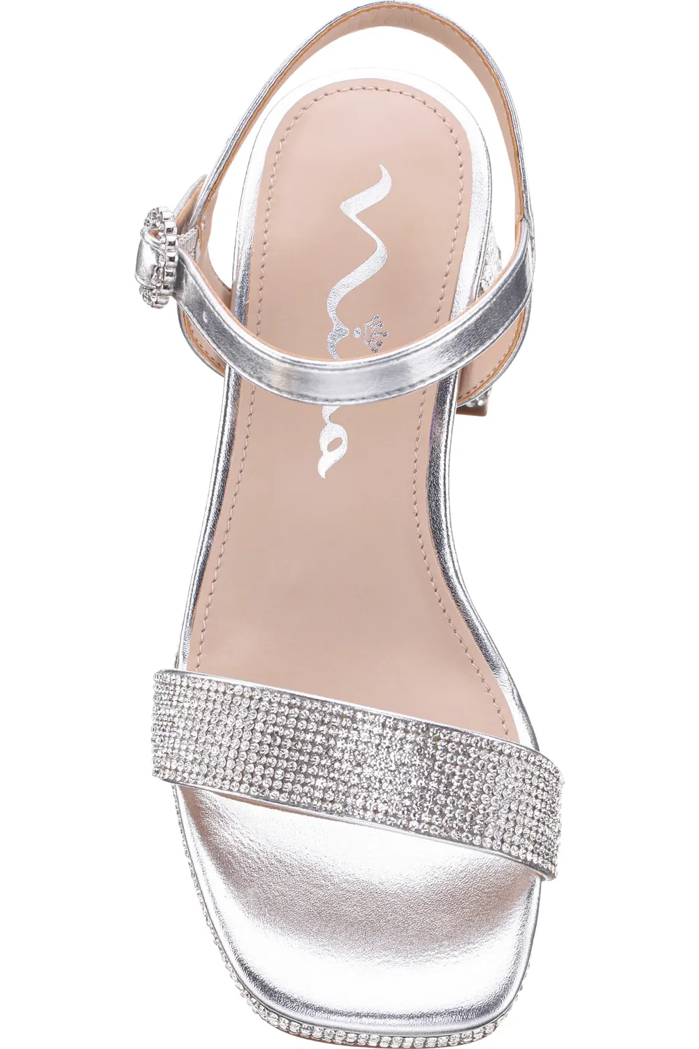 Сандалии детские с блестками и платформой Marysol Nina, Silver Metallic Stones — фото 4