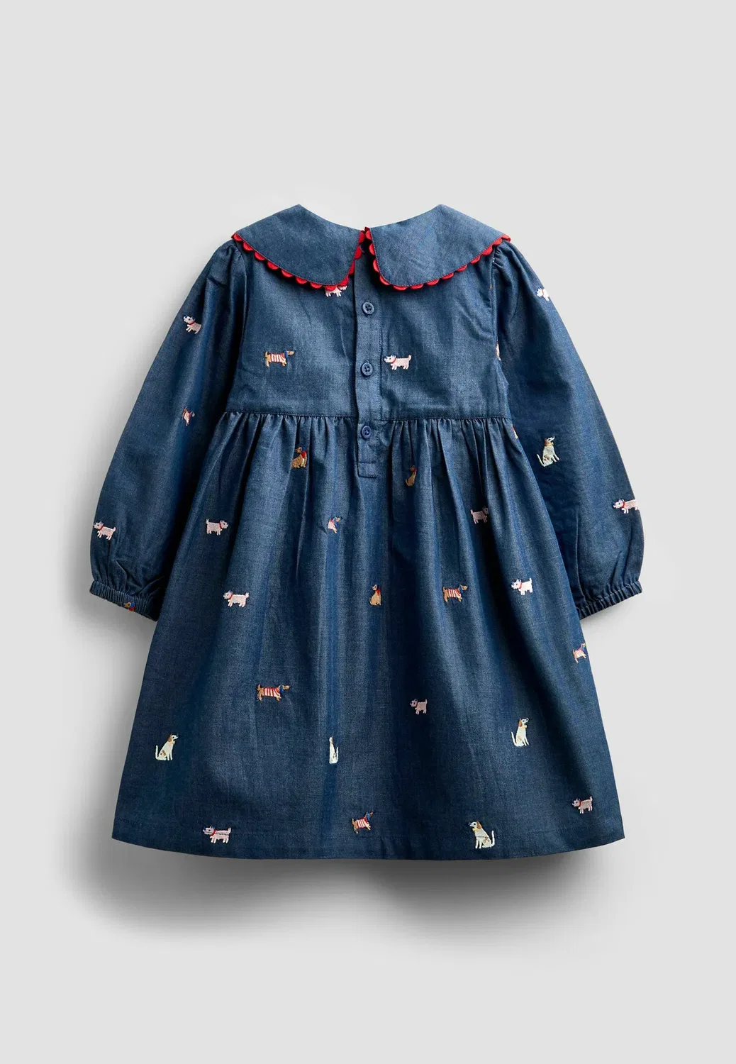 Платье с вышивкой - джинсовое платье Jojo Maman Bébé, Chambray Blue Pets — фото 3
