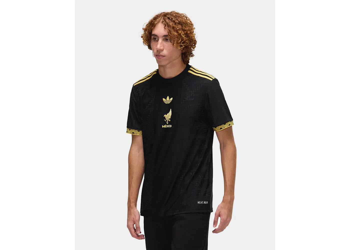 Мужская футбольная футболка с золотыми акцентами Jersey Adidas, Black — фото 3