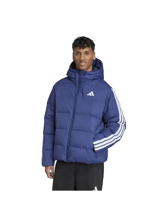 Куртка пуховик с капюшоном Ess 3s Adidas, темно-синий — фото 2