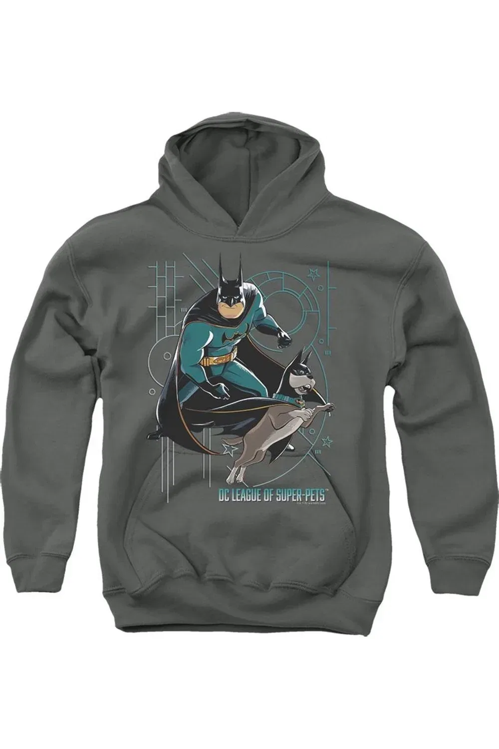Детское худи с капюшоном DC Comics League Of Super Pets Bat And Ace Gildan, Charcoal