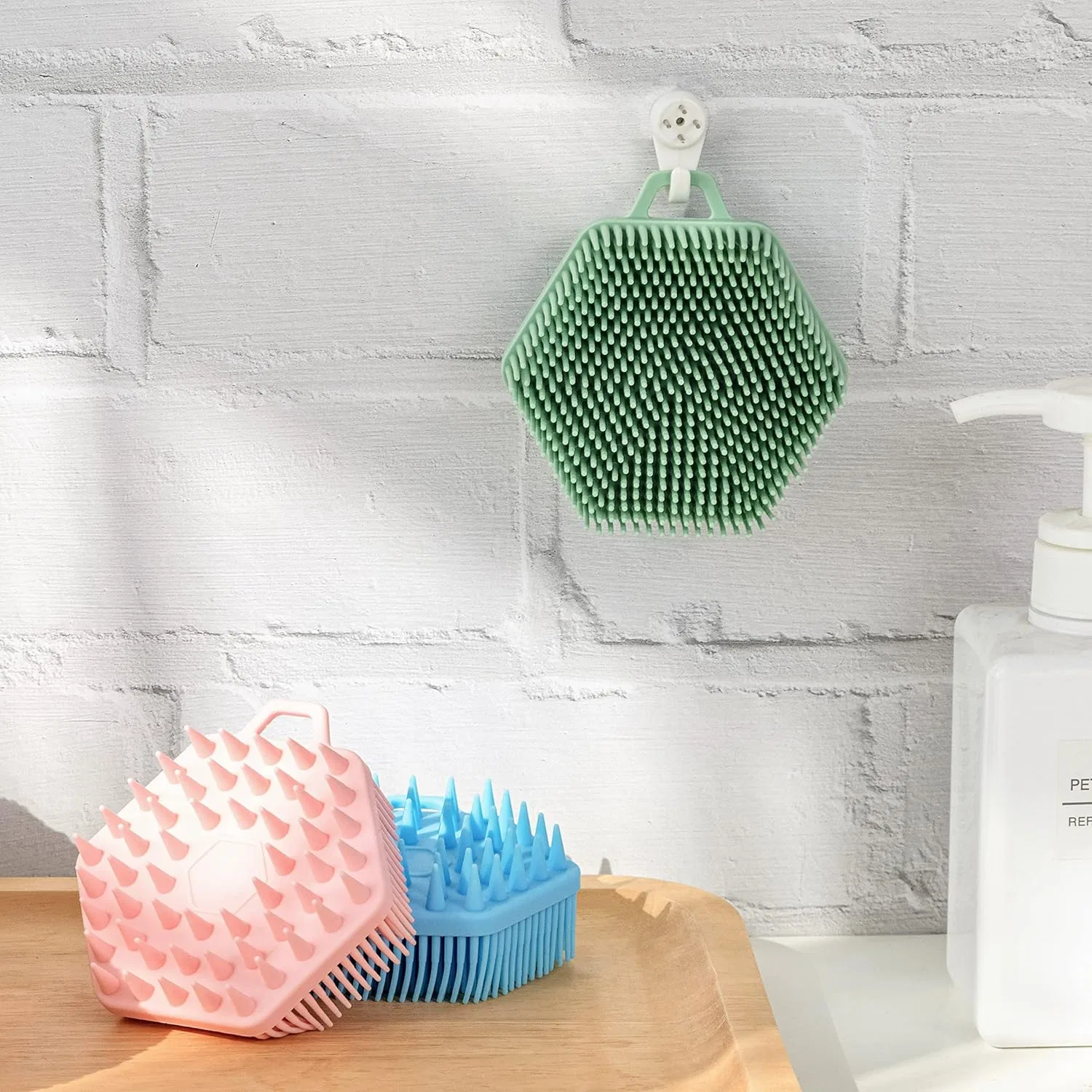 Сенсорная щетка для душа, Silicone, penepico, 3 шт., Hexagon — фото 3