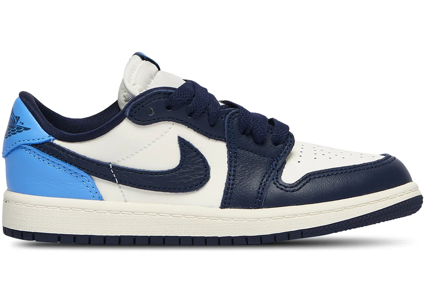 Детские кроссовки с принтом Jordan 1 Low OG Obsidian UNC Jordan, Obsidian/University Blue-Sail