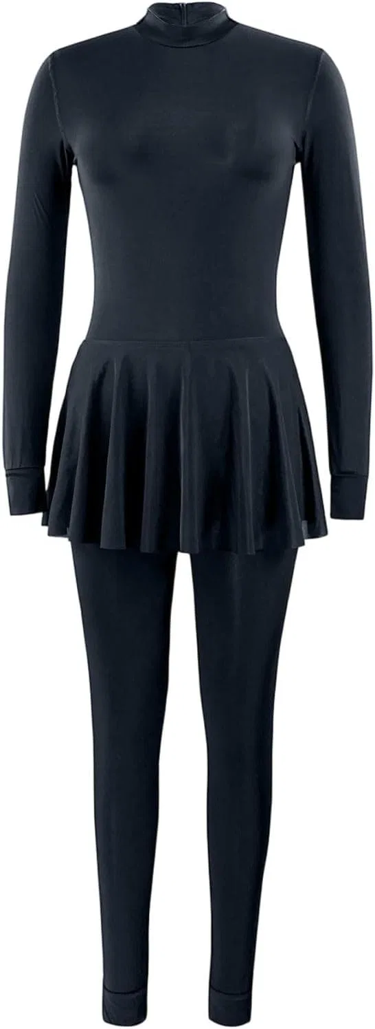 Женский длинный рукав цельнокроеный купальник для серфинга Athletic, Black — фото 4