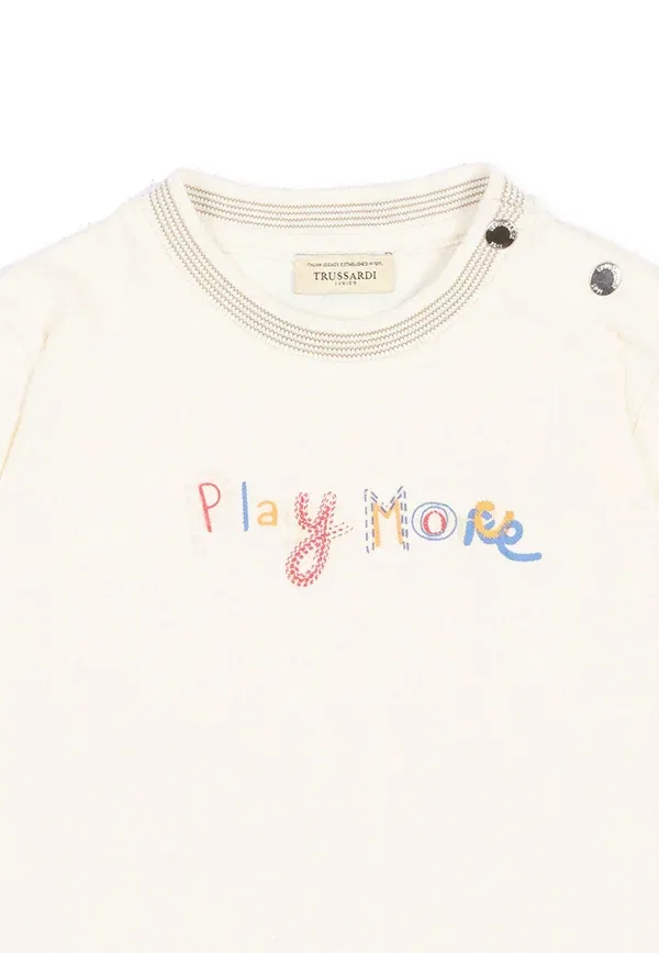 Футболка с принтом из пике Tru Trussardi Junior, Ivory, слоновая кость — фото 3