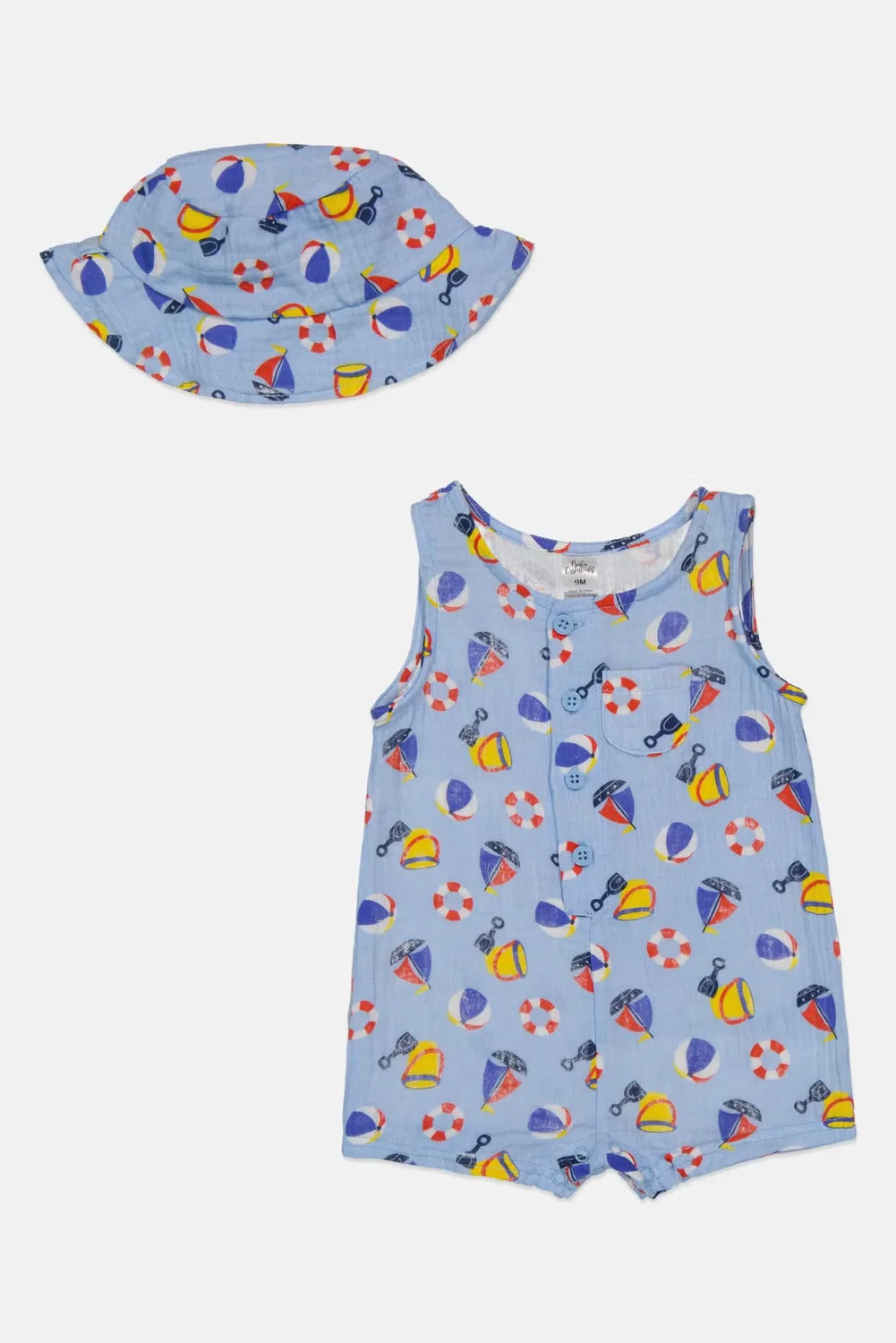 Боди-комбинезон с принтом комплект с шапочкой Baby Essentials, металлик — фото 2