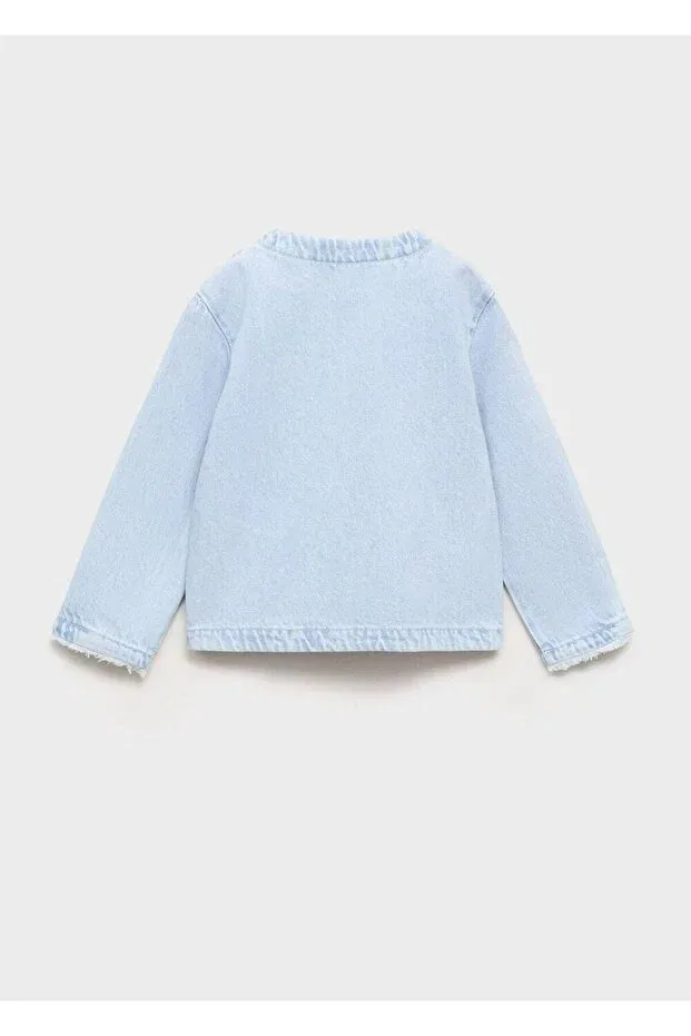 Детское пальто для девочек джинсовое Mango Baby, Light Blue — фото 4