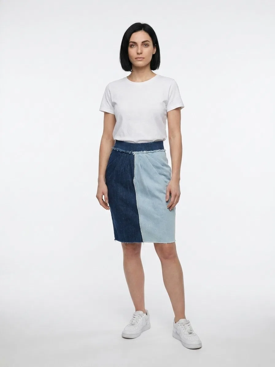 Женская джинсовая юбка с принтом Bicolor Denim Skirt Dolce & Gabbana, Bicolor