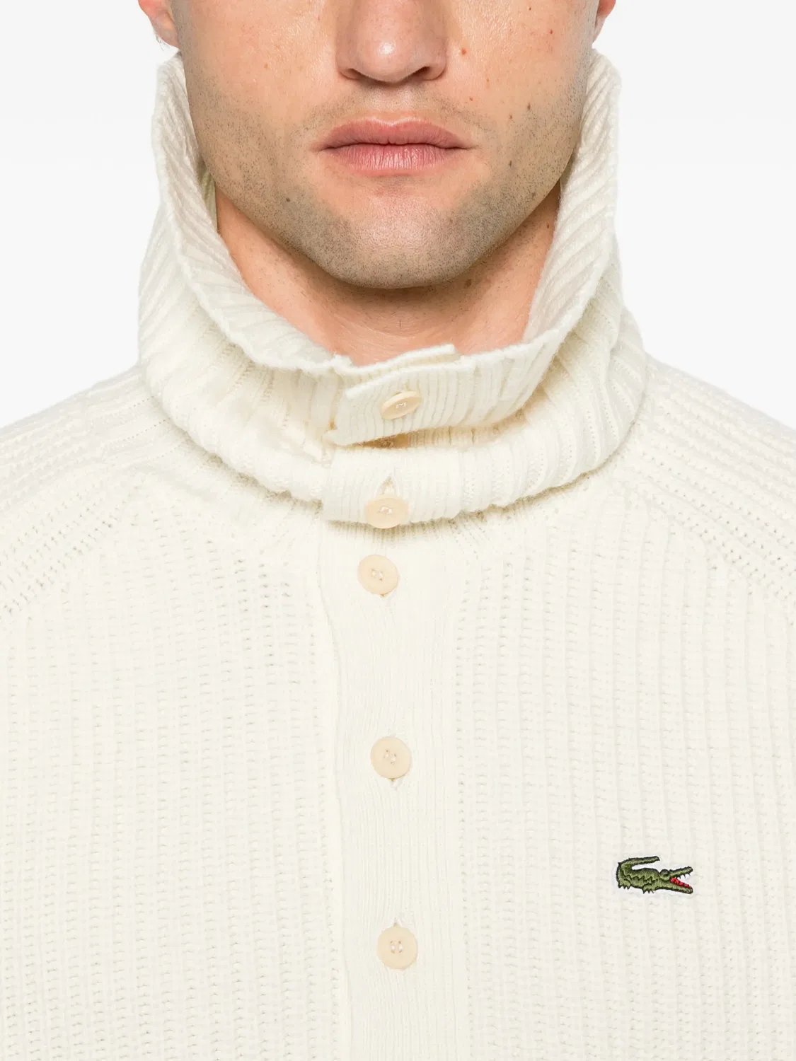 Свитер в рубчик с высоким воротником Lacoste, нейтральные — фото 2