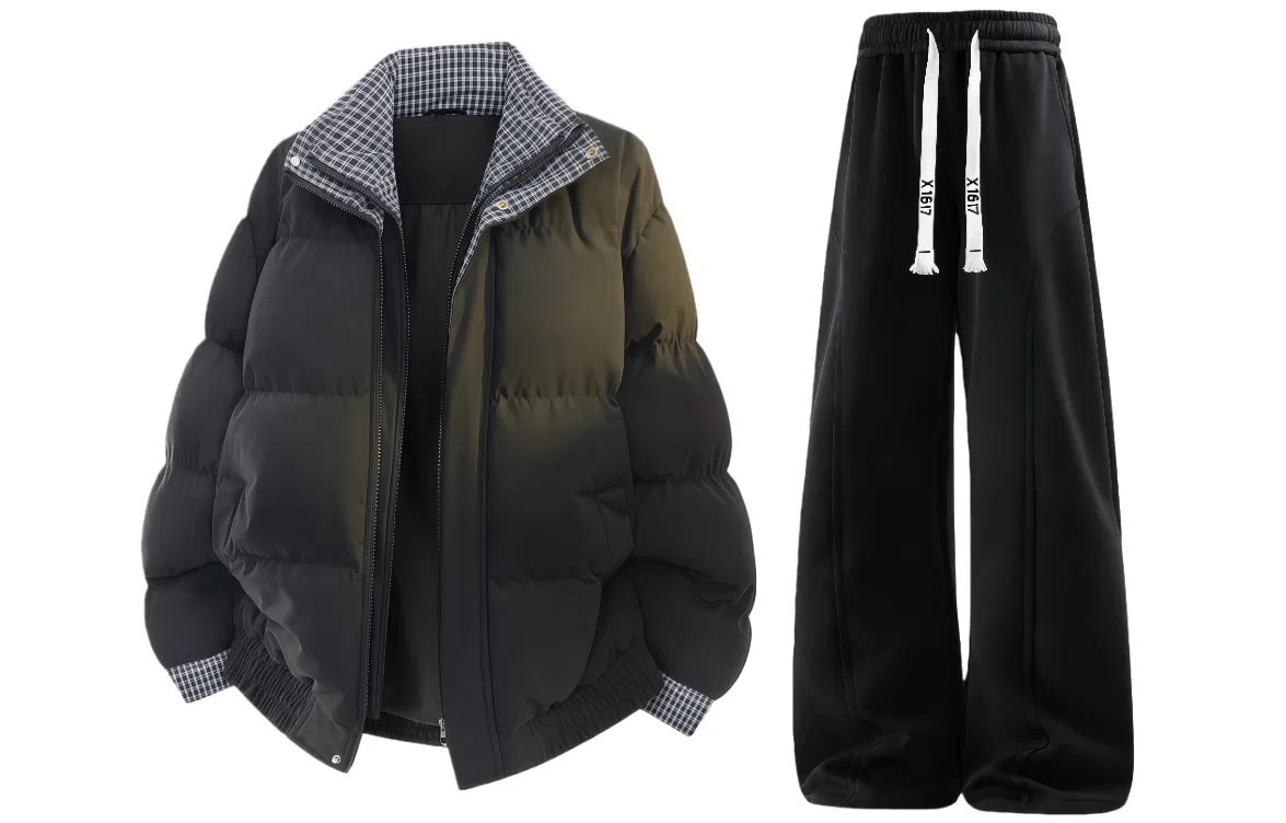Детский комплект из куртки и брюк на флисе, модель X1617, Light Gray Puffer Jacket+Pants White Heather Gray Fleece-Lined, X1617, Light Gray Puffer Jacket+Pants White Heather Gray Fleece-Lined — фото 3