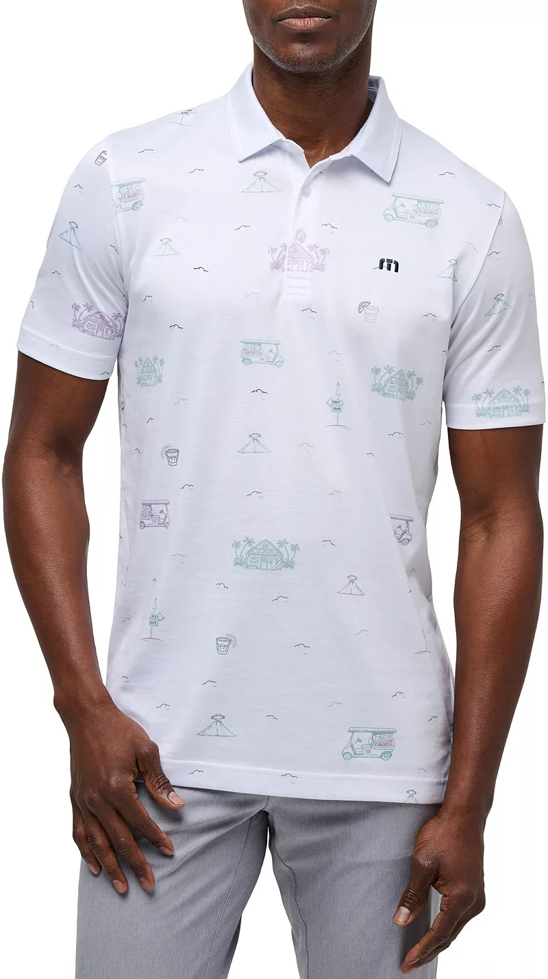 

Мужская футболка-поло для гольфа с принтом TravisMathew Tiki Maps, белый