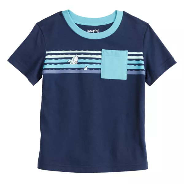 

Футболка с принтом и карманом для мальчиков Baby & Toddler Jumping Beans, цвет navy shark pocket