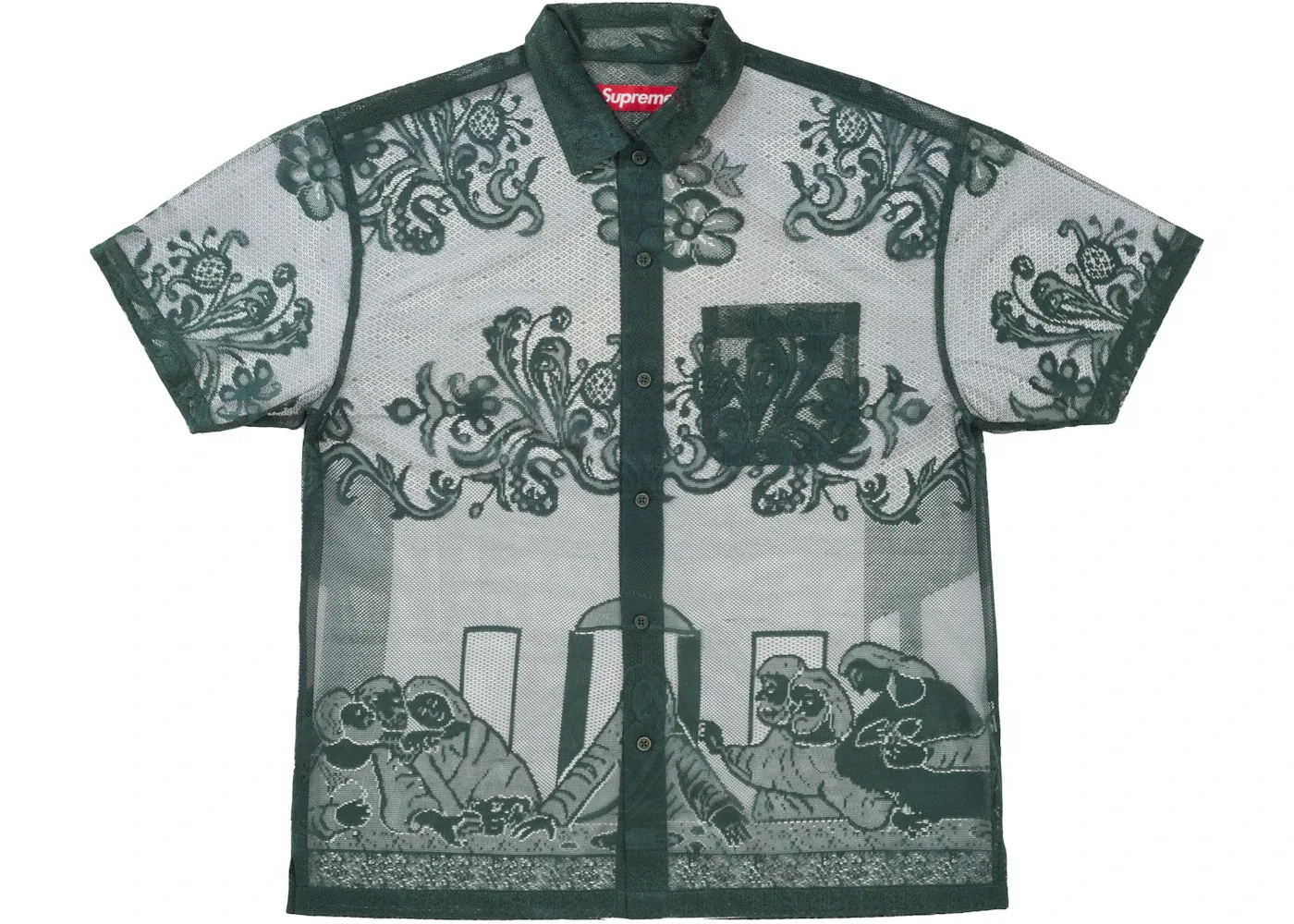Мужская рубашка с кружевной вставкой Supreme Last Supper Lace S/S Shirt, Green