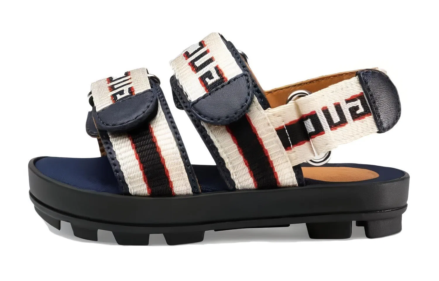 Детские сандалии для мальчиков с полосатым принтом GUCCI, Navy Blue Beige