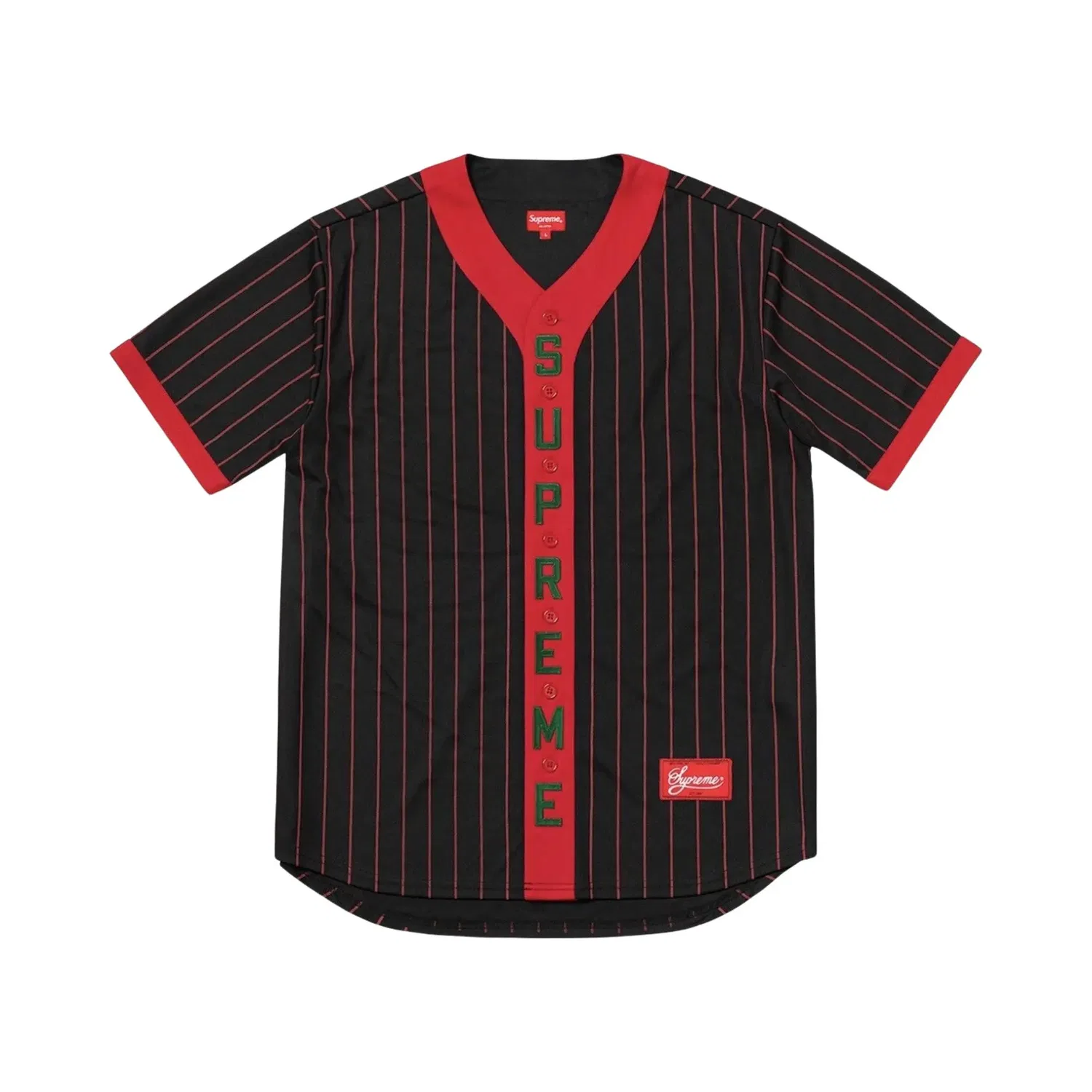 Джерси бейсбольное с логотипом Supreme, Black/Red