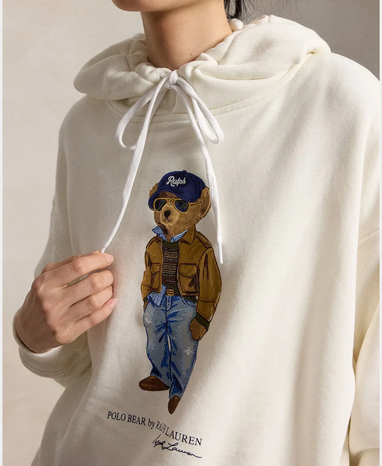 Женское худи хлопковое Polo Bear Polo Ralph Lauren, Blanco — фото 3