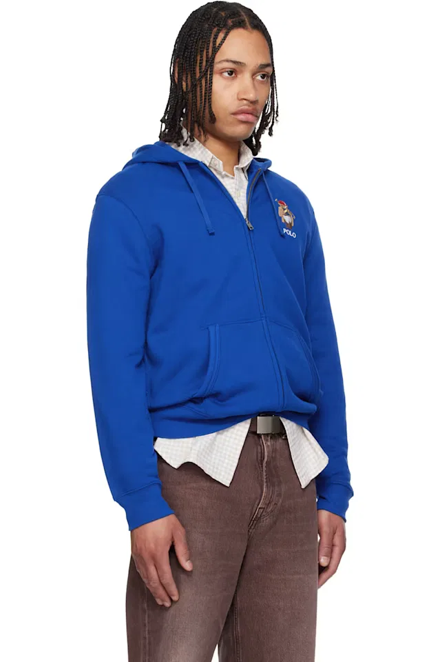 Темно-синяя толстовка с длинными рукавами и застежкой-молнией Polo Ralph Lauren — фото 2