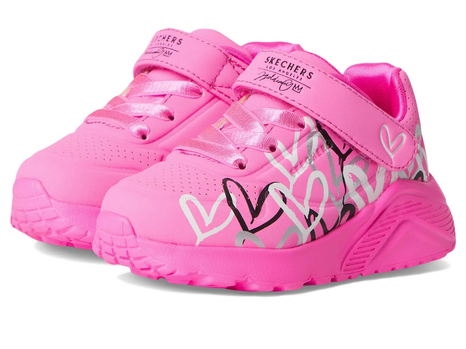 Детские кроссовки для девочек с игровым верхом Skechers, Hot Pink Synthetic Multi Trim