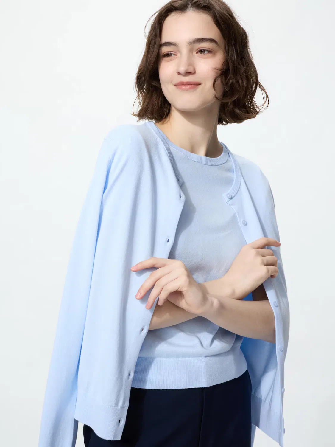 Свитер Uniqlo, светло-голубой, с защитой от уф-излучения