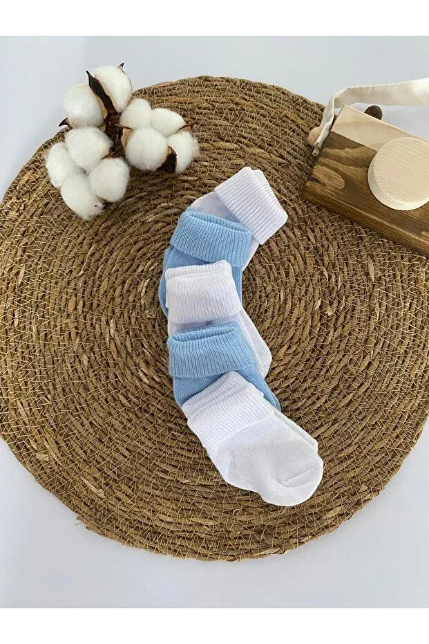 Детские носки для новорожденных хлопковые 5 шт Glory Baby, White-Blue — фото 2