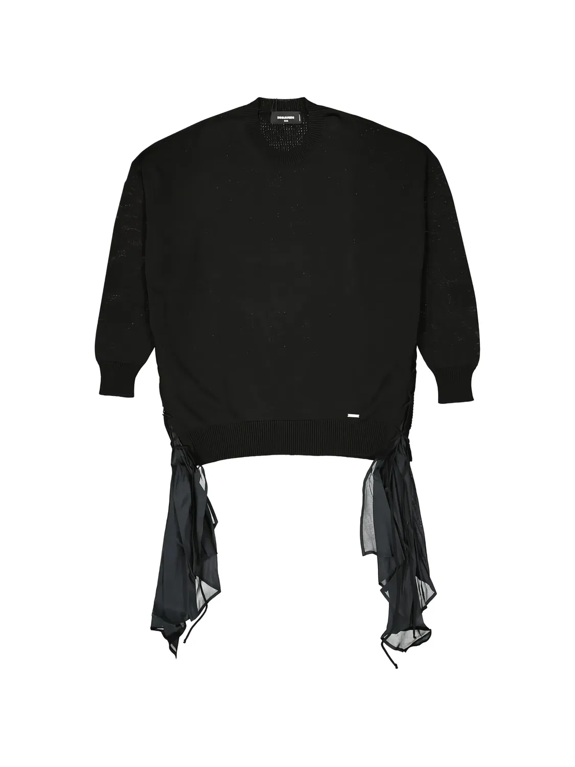DSQUARED2 Свитер с шнуровкой из хлопка, черный