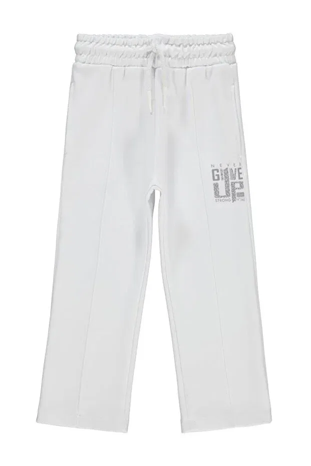 Детские спортивные штаны для девочек с принтом Leopard printed sweatpants Civil Girls, White