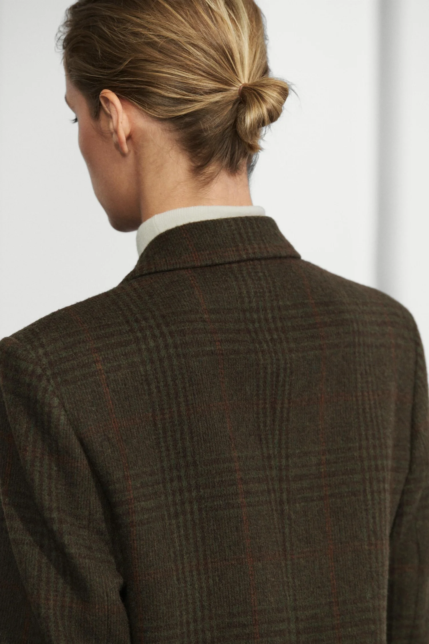 Блейзер Massimo Dutti Checked Wool Blend, коричневый — фото 3