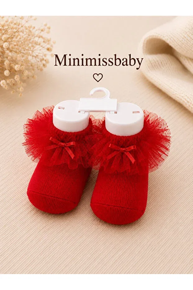 Детские носки для девочек с принтом Bowknot Detailed Baby Girl Socks Minimissbaby, Black — фото 2