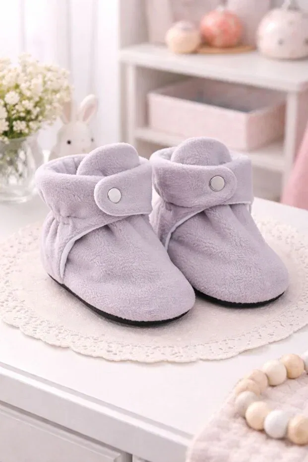 Детские тапочки для девочек хлопковые Organic cotton lined Pico Baby, Gray — фото 4
