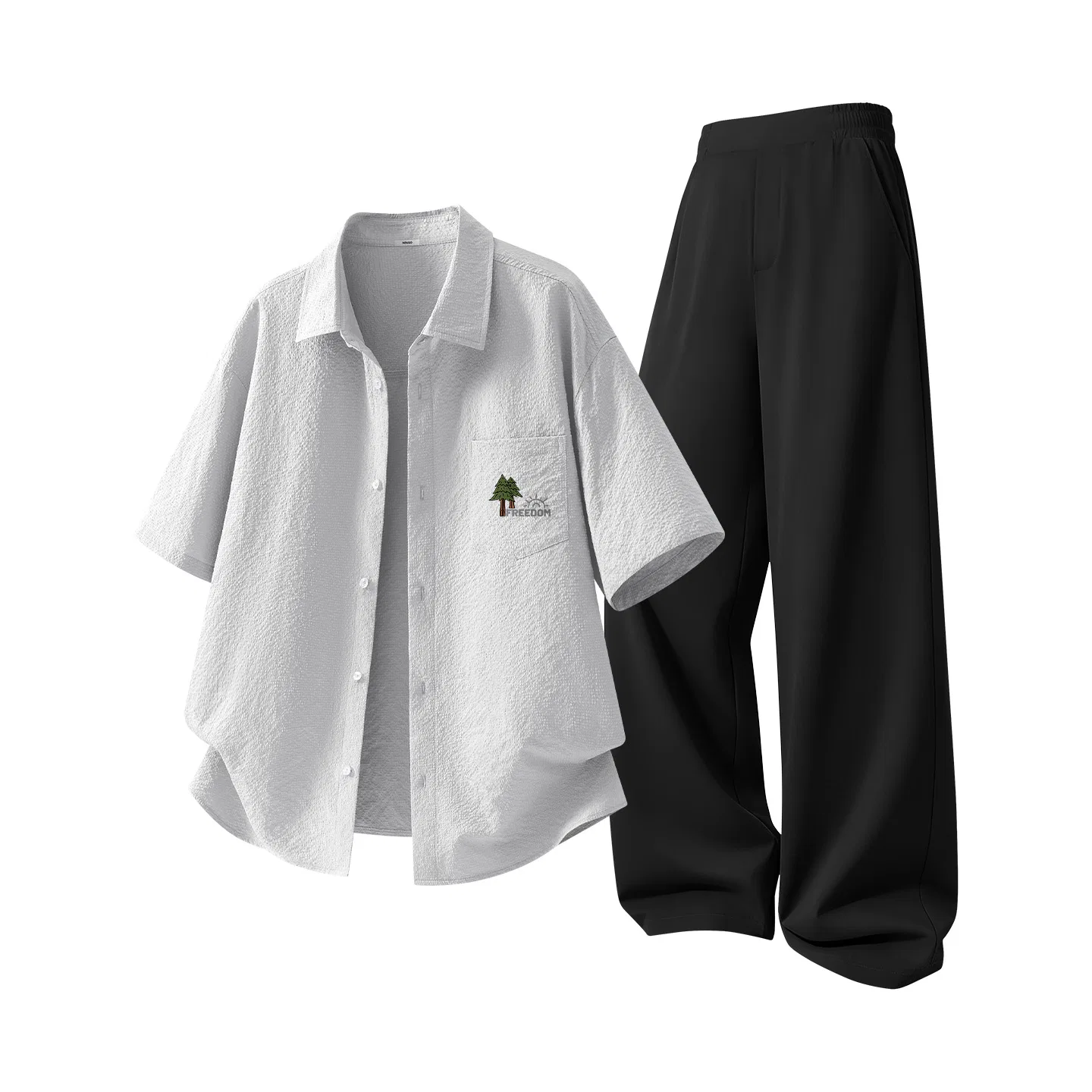 Детский спортивный комплект из 2 предметов MINISO, Reef Gray (Ma Camping Sticker Chest Logo)+Black