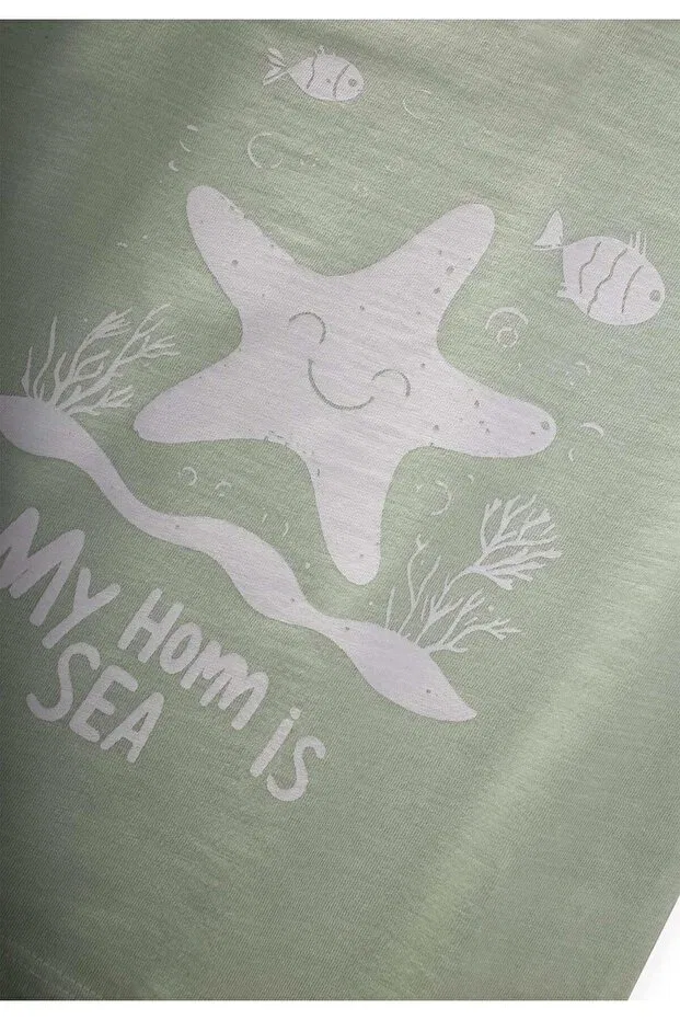 Детская футболка с принтом Marine Printed T-Shirt Cigit, Water Green — фото 3