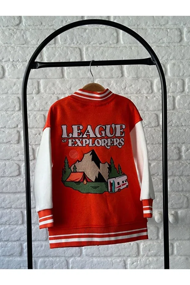 Детская куртка для девочек с принтом Orange League Back Printed College Jacket 1Baby1Cat, Orange — фото 3