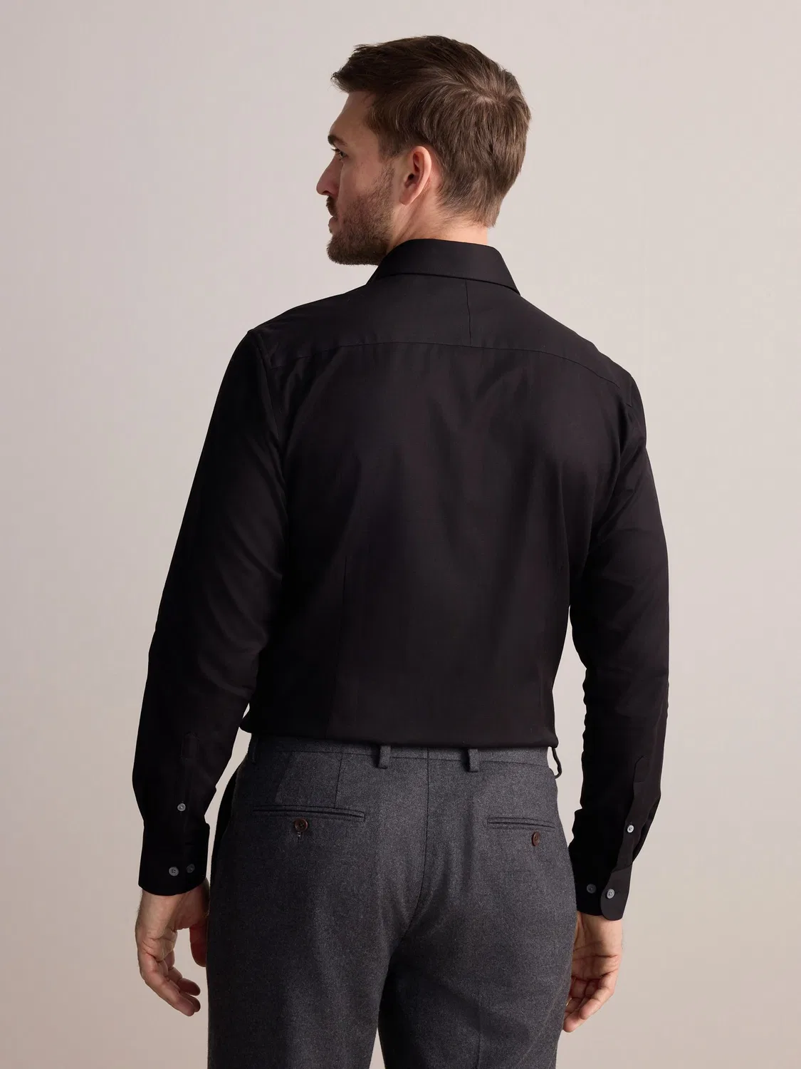 Рубашка с классическим воротником, Slim Fit, Signature Next, черный — фото 3