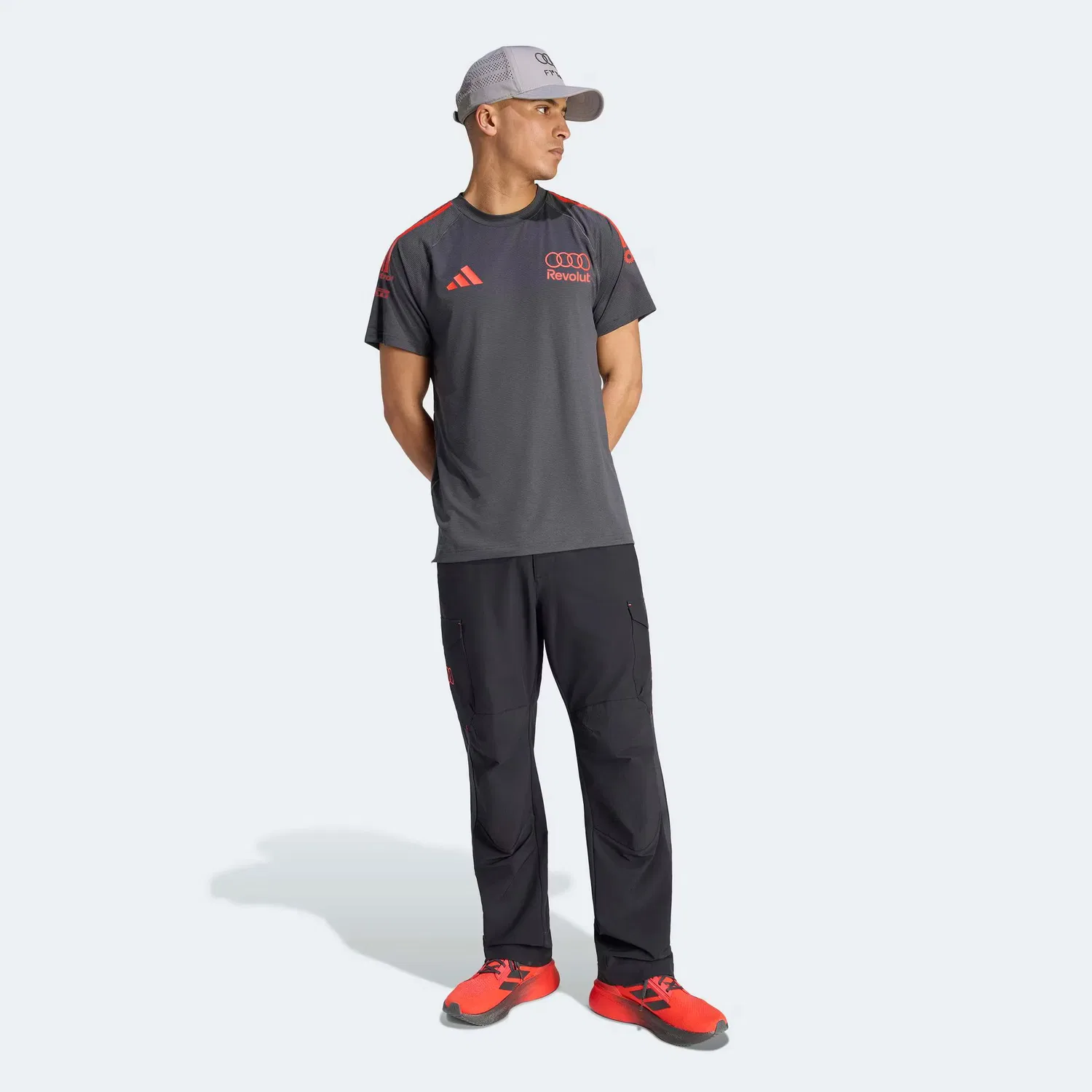 Мужская футболка с принтом Audi F1 2026 adidas, Negro / Rojo — фото 3