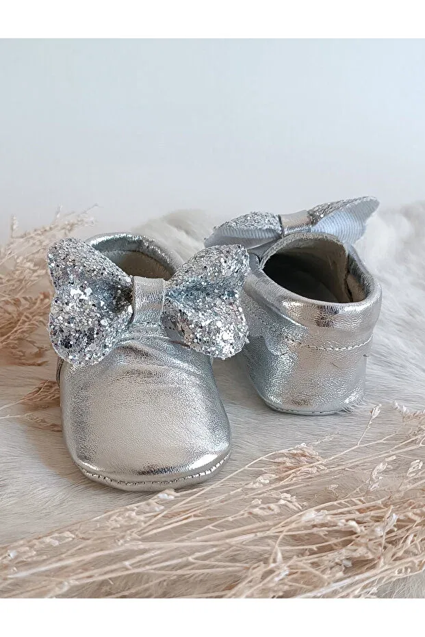 Детские лоферы из натуральной кожи для девочек Sofia silver Hodore, Silver — фото 3