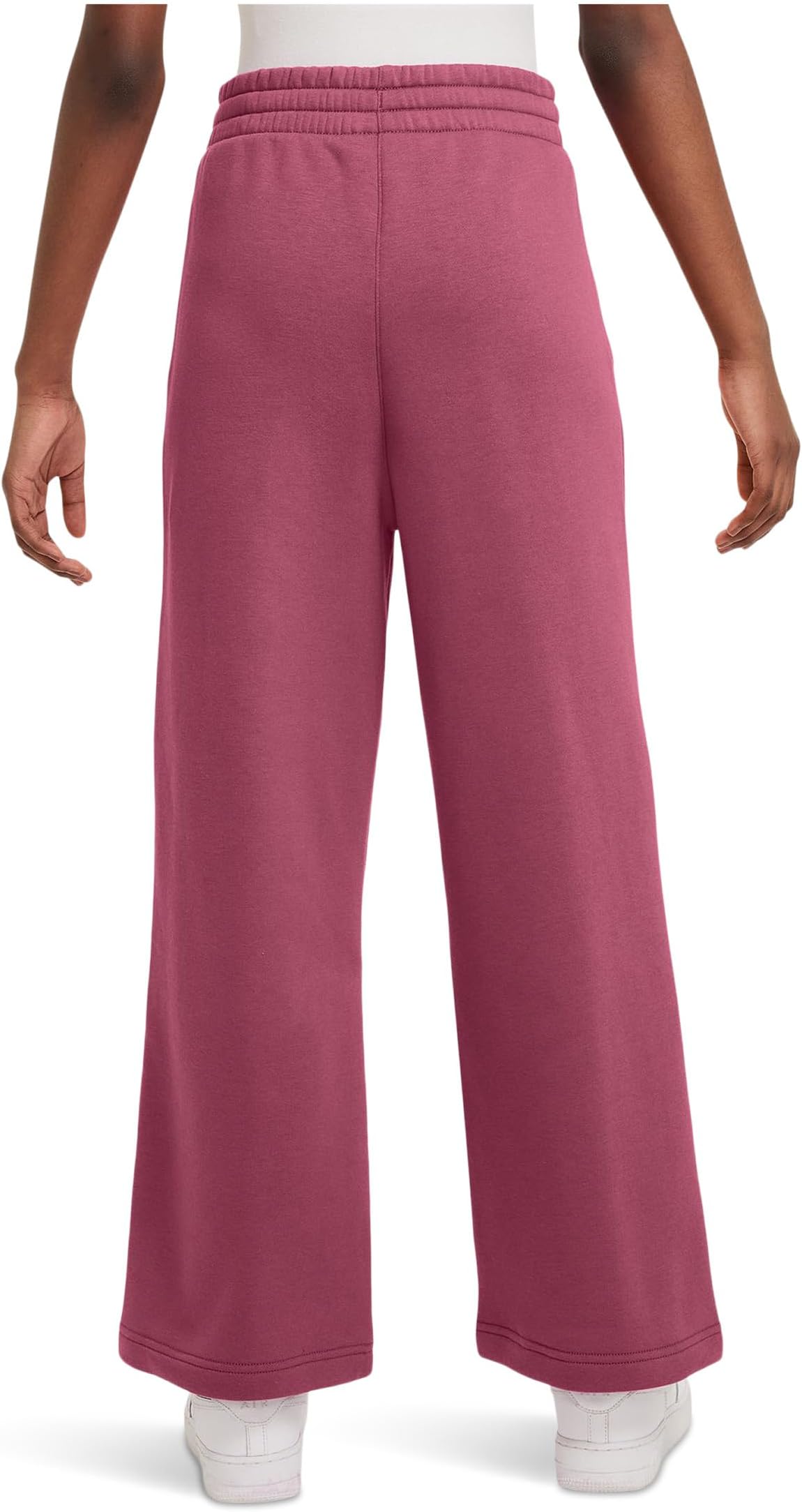 Брюки Nike Kids Club Fleece Wide-Leg Pants, цвет Sweet Beet/Sweet Beet/White — фото 2