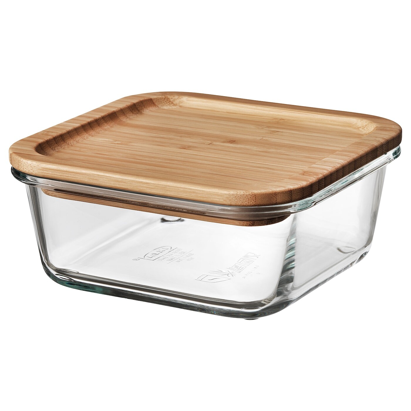 

IKEA 365+ ИКЕА/365+ Контейнер для продуктов с крышкой, четырехугольной формы стекло/бамбук, 600 мл IKEA