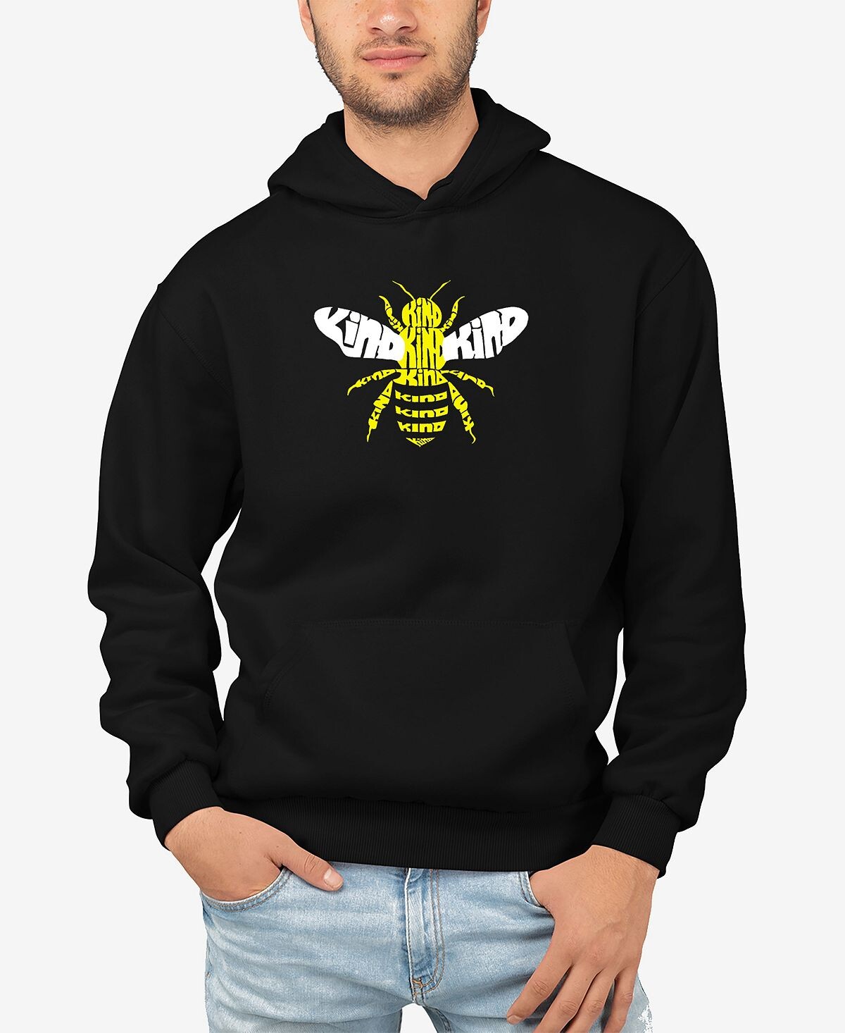 

Мужская толстовка с капюшоном bee kind word art LA Pop Art, черный