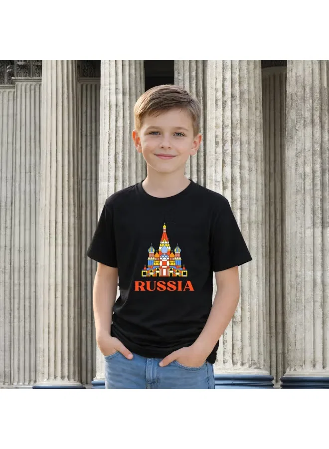 Футболка с принтом Россия хлопковая Printshop4Me, черный — фото 3