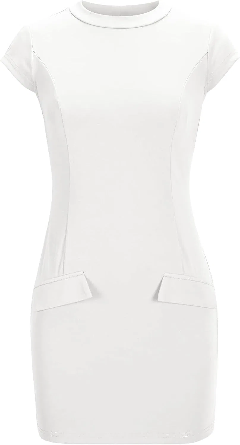 Женское облегающее платье с высоким воротом Bodycon, White — фото 4