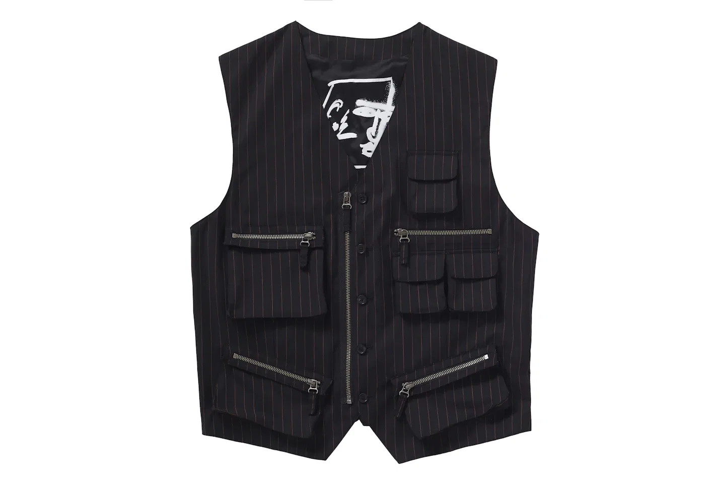 Мужской жилет с принтом Supreme Jean Paul Gaultier Pinstripe Cargo Suit Vest, Black