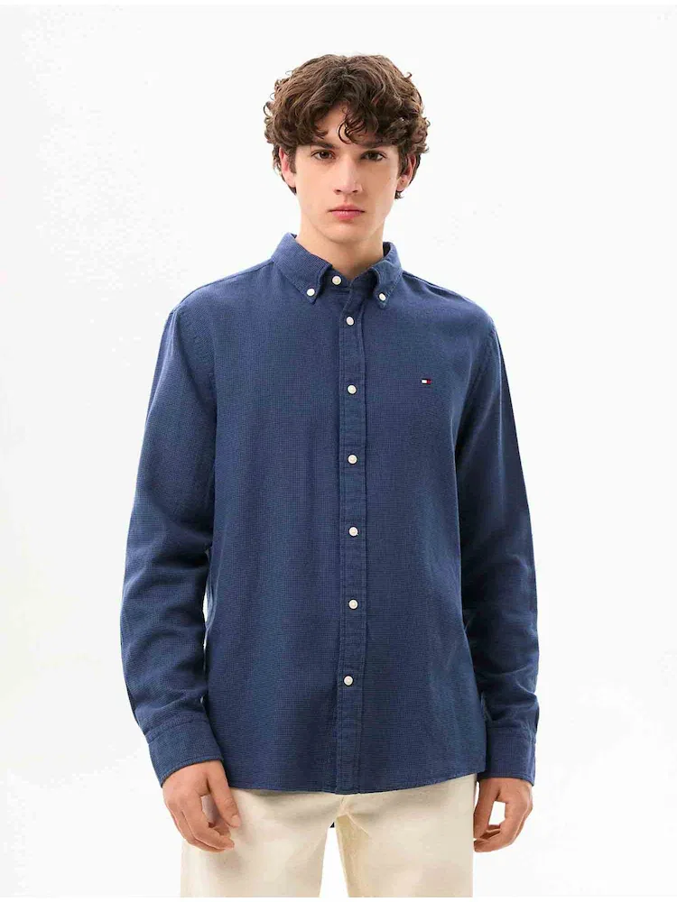 Рубашка Regular Fit из хлопка Dobby Structure TOMMY HILFIGER, Navy
