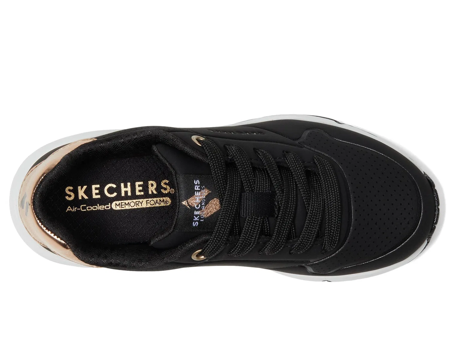 Детские кроссовки для девочек с принтом Uno Gen1 Shimmer Away Skechers, Black Synthetic Trim — фото 3