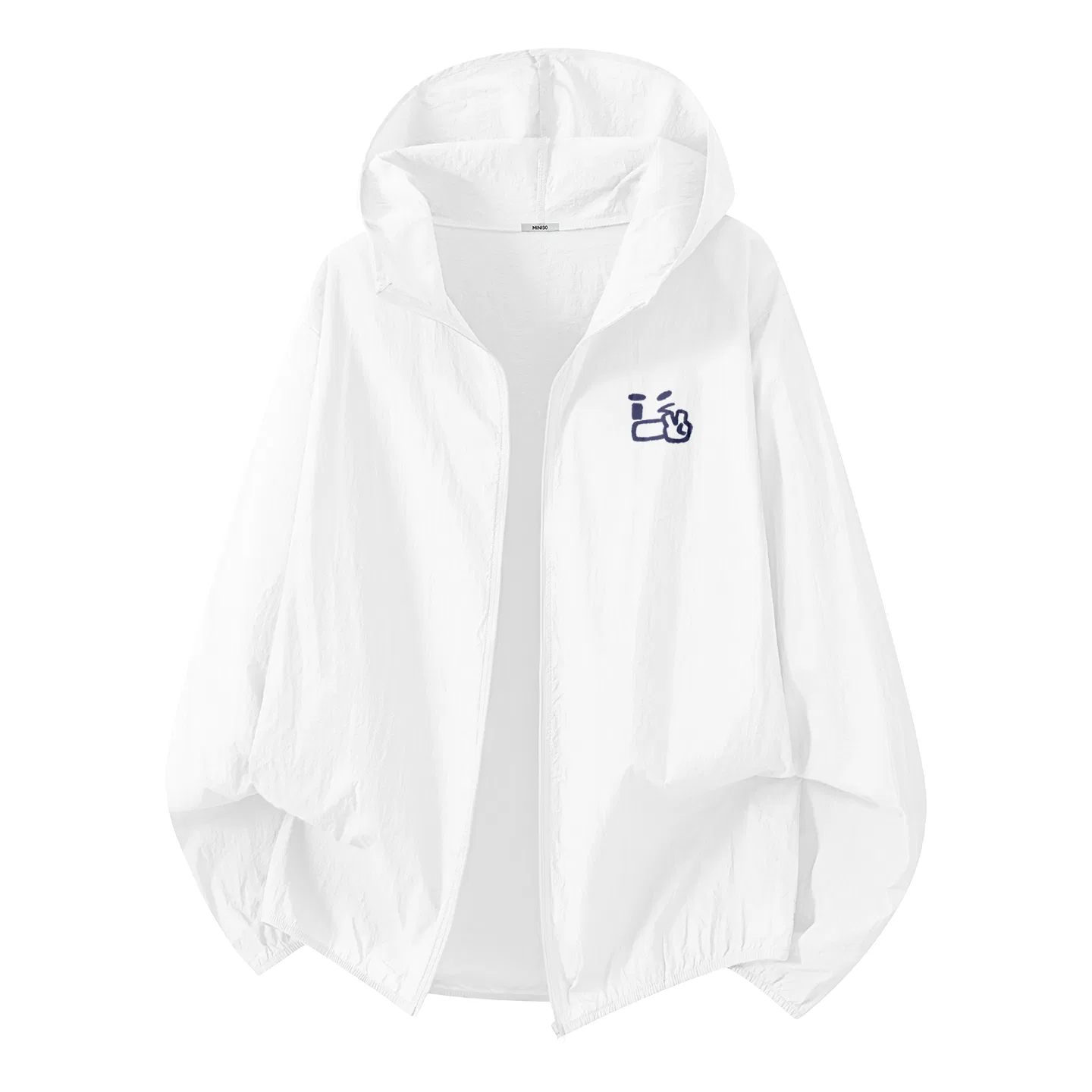 Детская солнцезащитная одежда с принтом MINISO, [Super-Light 0 Sensation]White (Open Mouth Peace Gesture Chest Logo)