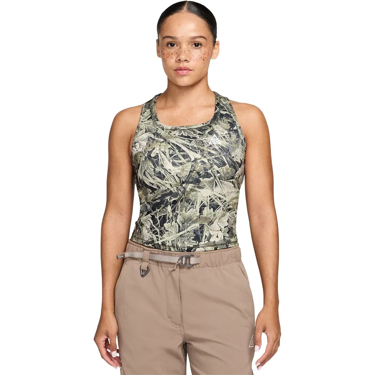 Женский топ-майка с V-образным вырезом Dri-Fit Cropped Tank Top Nike, Sequoia/Summit White