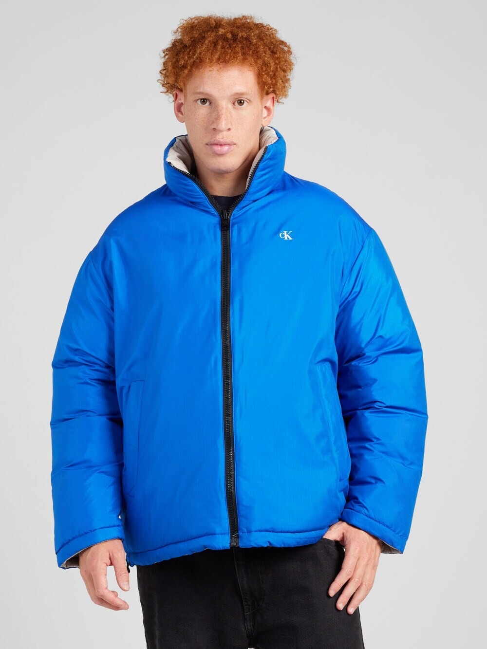 Межсезонная двусторонняя куртка Calvin Klein Reversible 90s, лазурный (размер М) — фото 4